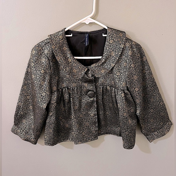 Kas Designs vintage elegant crop jacket two burro. Front peasant collar Med - Picture 1 of 9